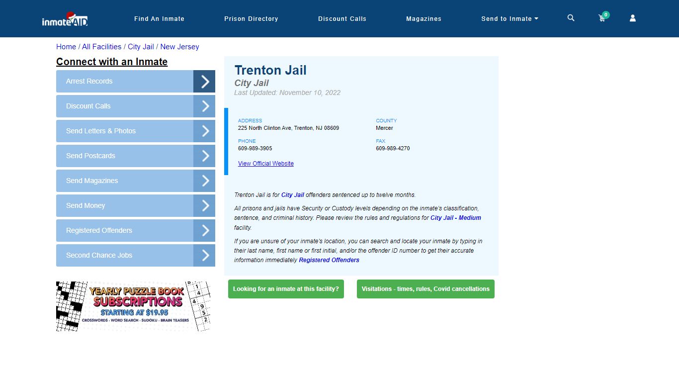 Trenton Jail | Inmate Locator