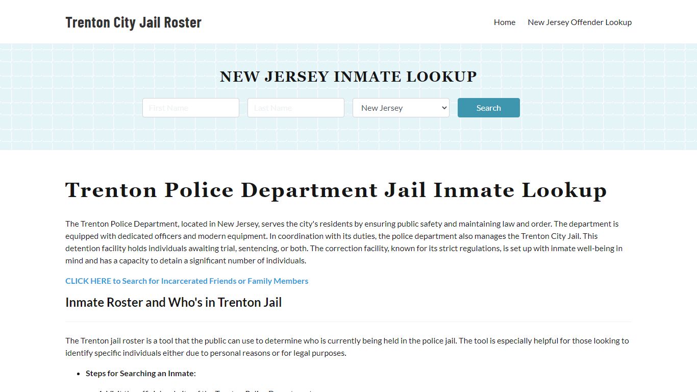Trenton Police Department & City Jail, NJ Inmate Roster, Arrests, Mugshots