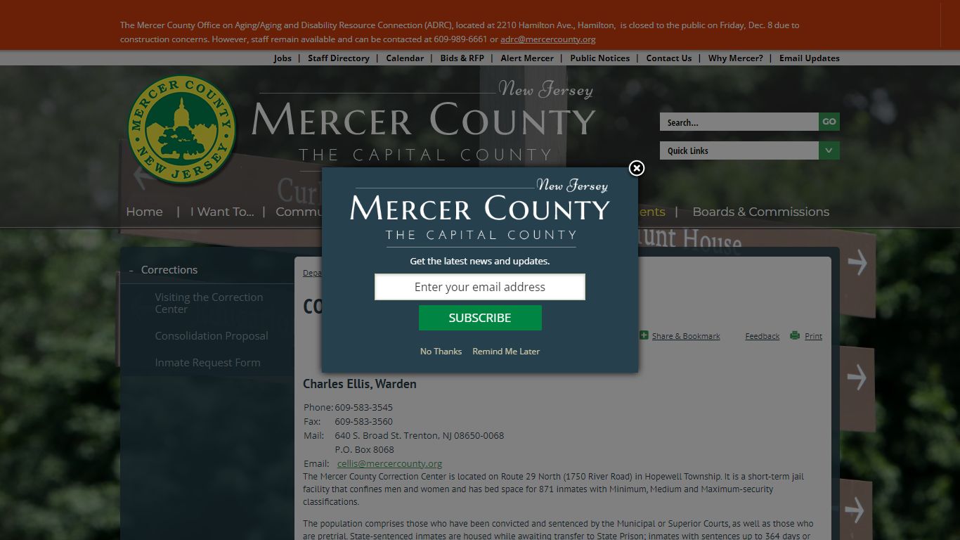 Corrections | Mercer County, NJ