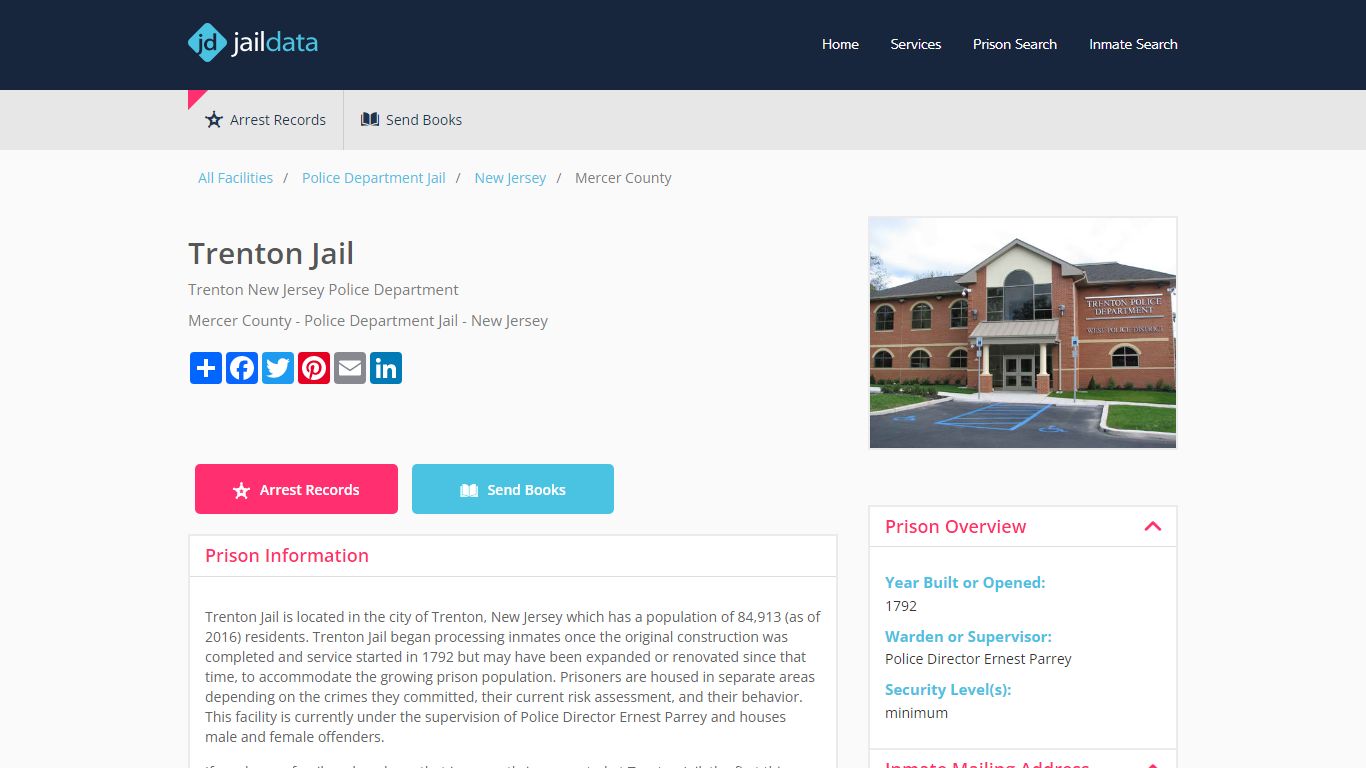 Trenton Jail Inmate Search and Prisoner Info - Trenton, NJ